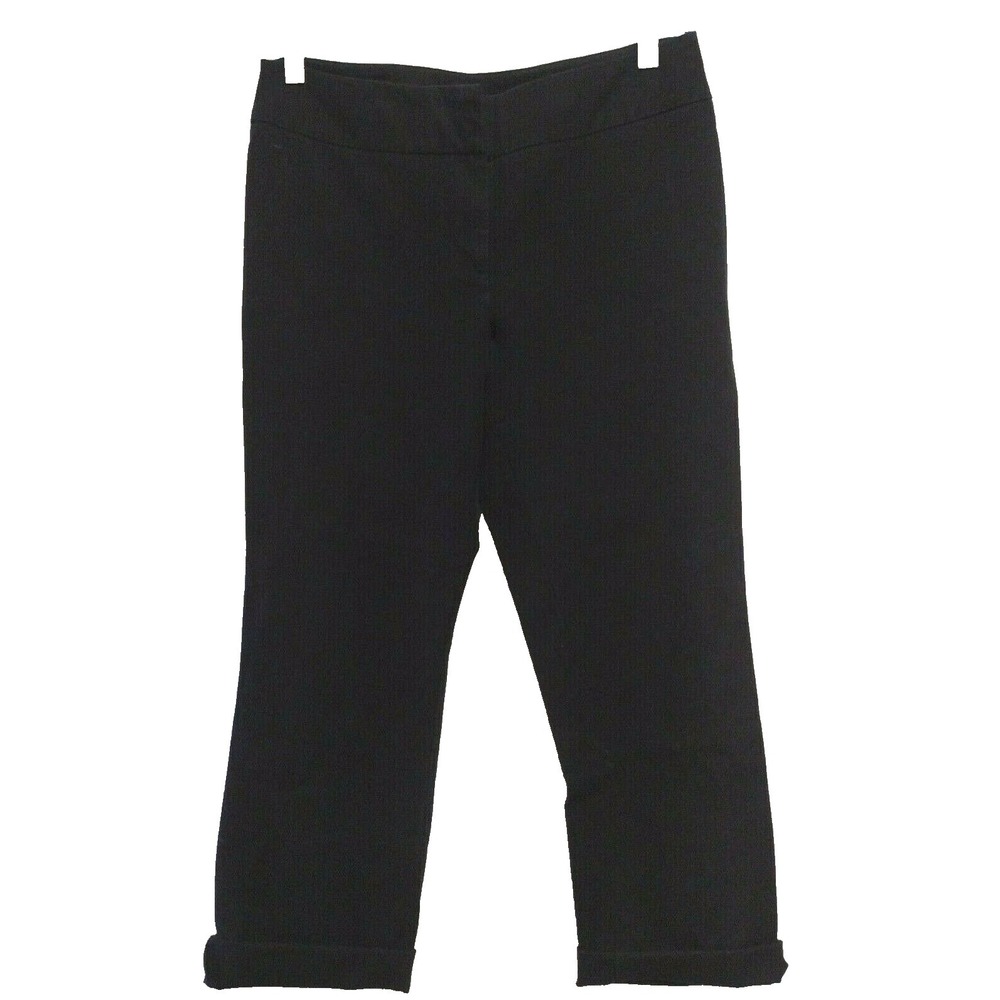 Laura Ashley Womens Size 8 Black Cropped Capri Pants Cuffed Casual Vacation